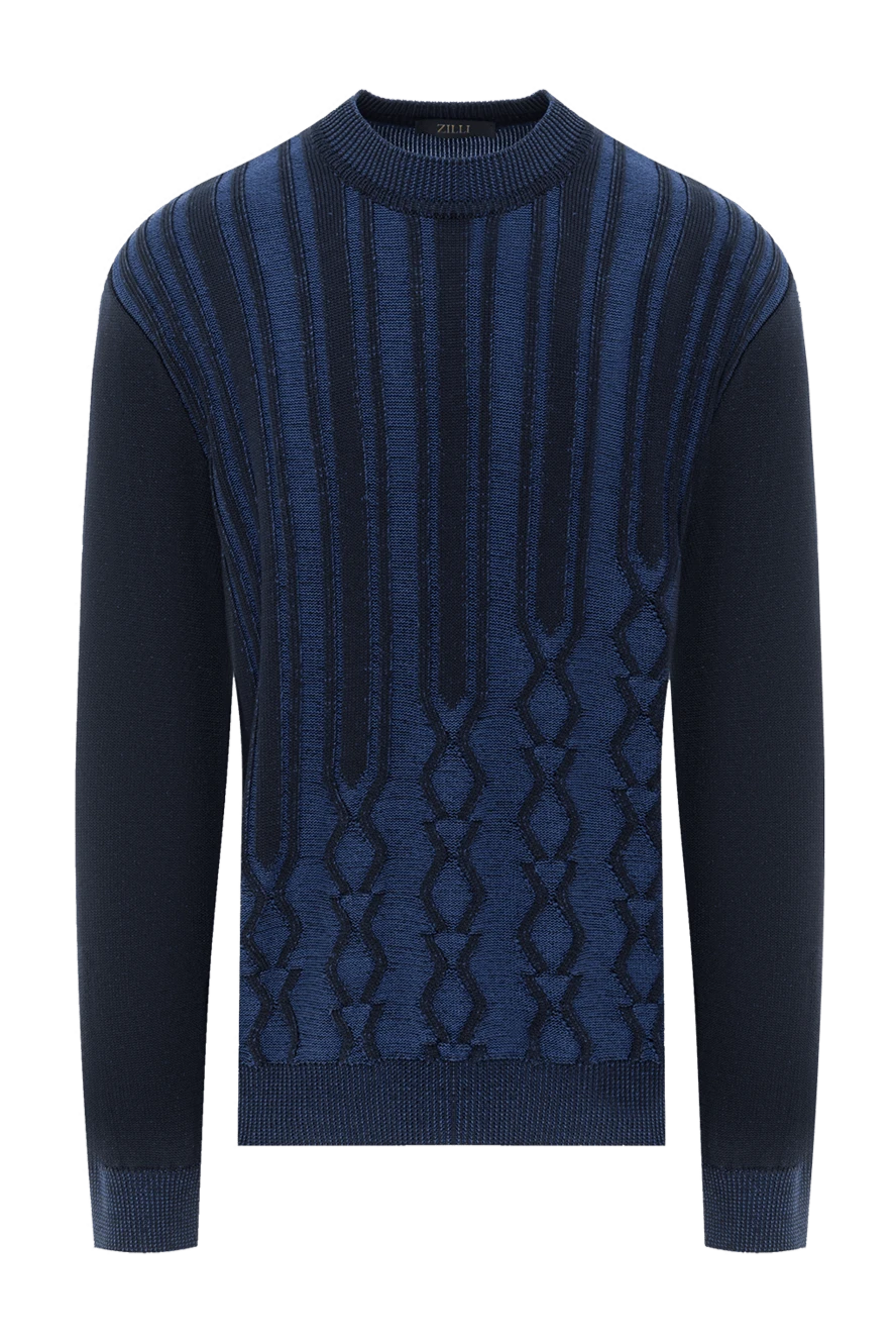 Zilli джемпер с объёмной вязкой и графическим узором в глубоком синем оттенке 189640 - фото 1