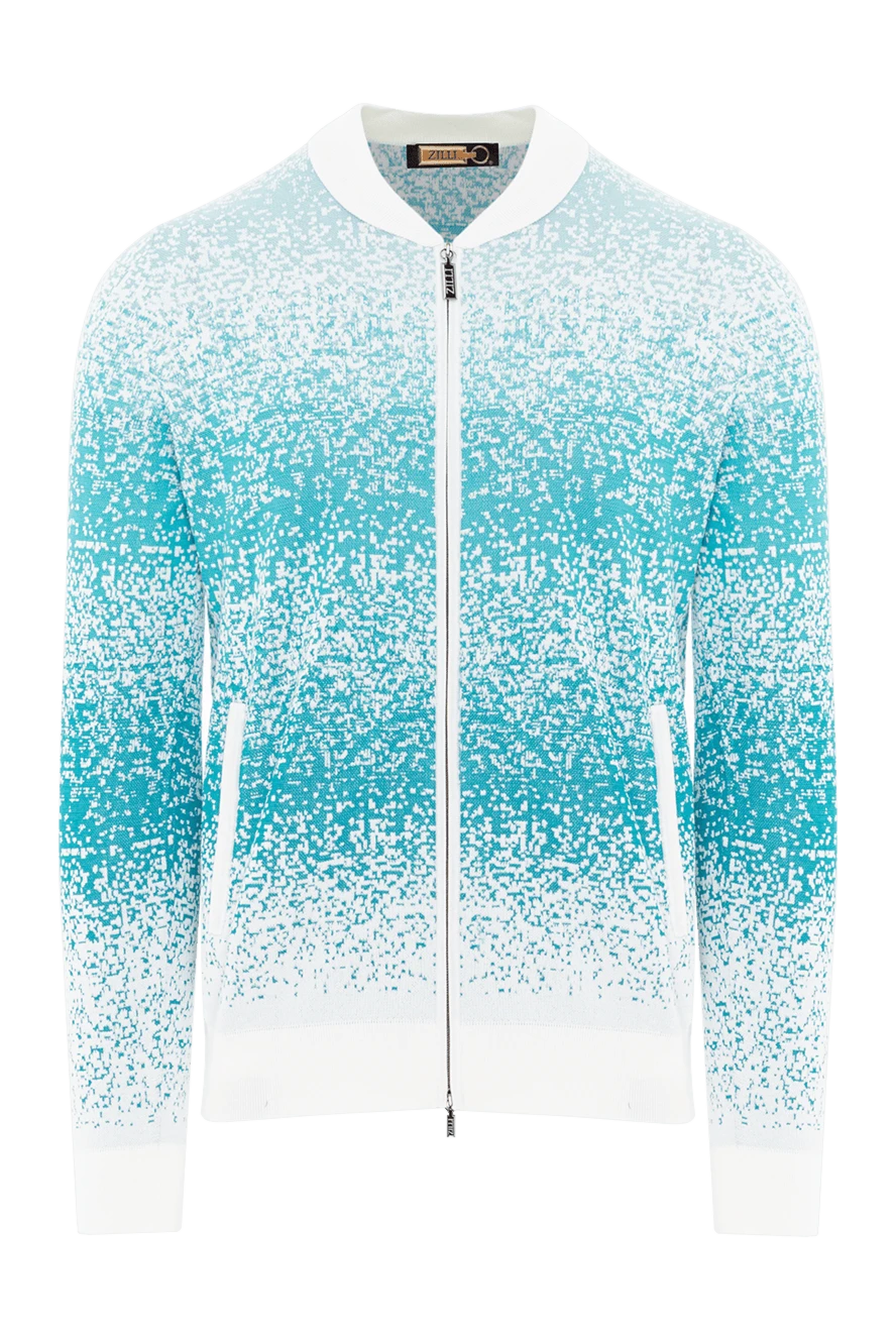 Zilli men's cardigan in turquoise and white tones with scattered dots effect 189641 - photo 1