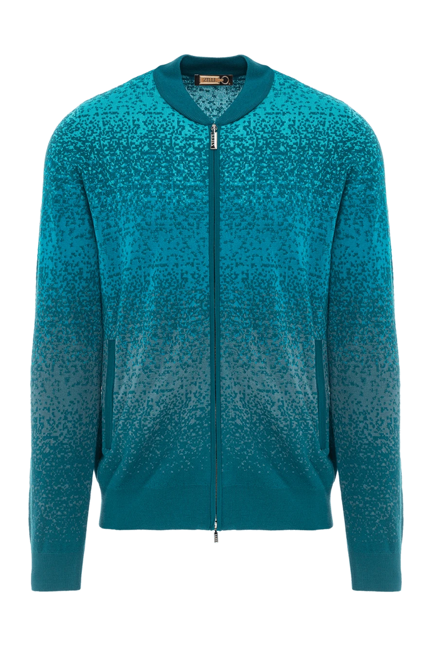 Zilli трикотажный кардиган с пиксельным принтом и воротником-резинкой зеленый 189642 - фото 1