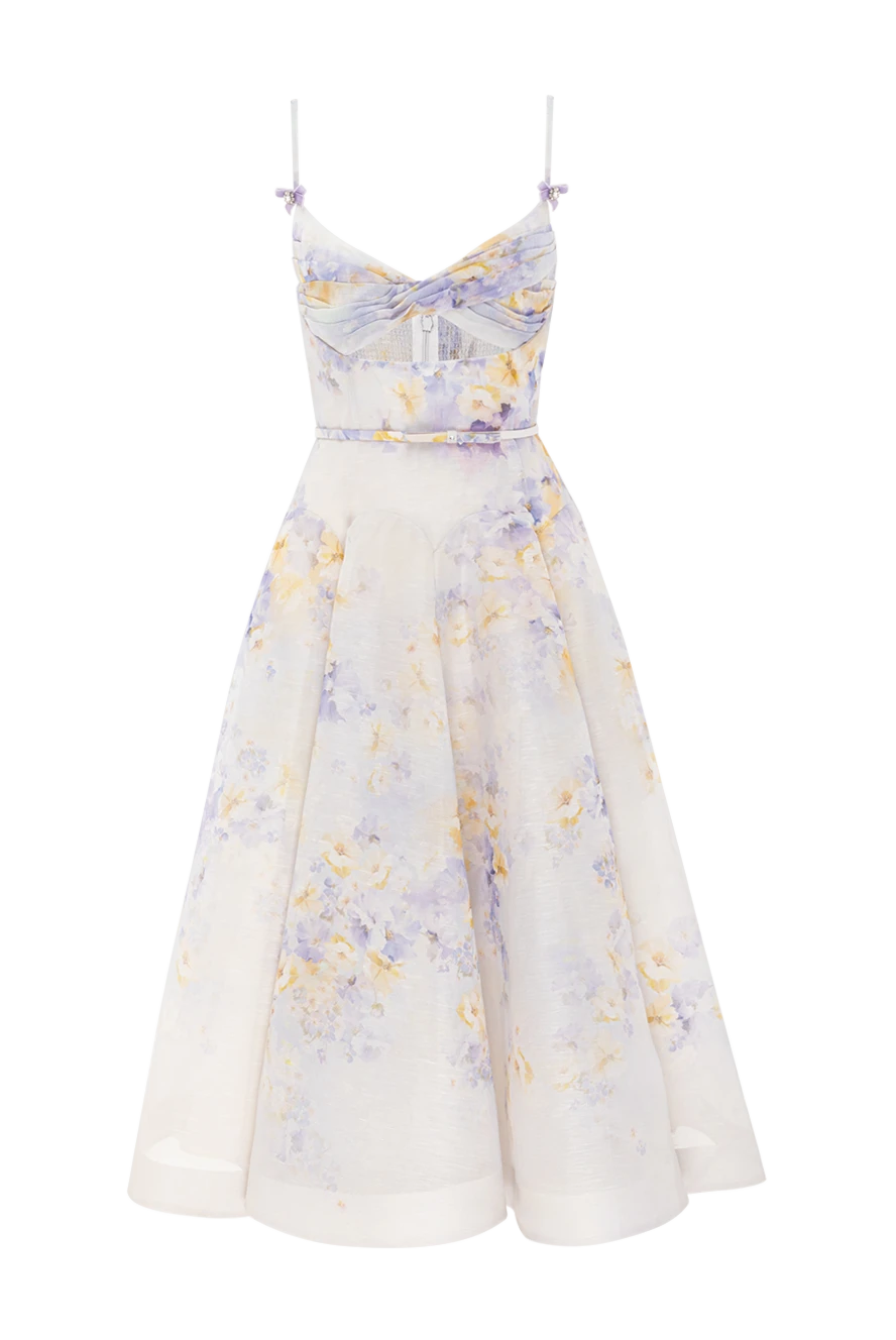 Zimmermann crush twist front lilac floral silk linen midi dress 189661 - photo 1