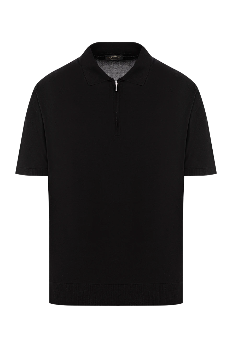 Cesare di Napoli black short sleeve zip up polo shirt made of silk 189674 - photo 1