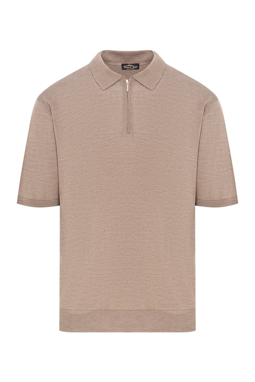 Cesare di Napoli beige polo shirt made of silk yarn with a neat zipper and a classic cut 189679 - photo 1