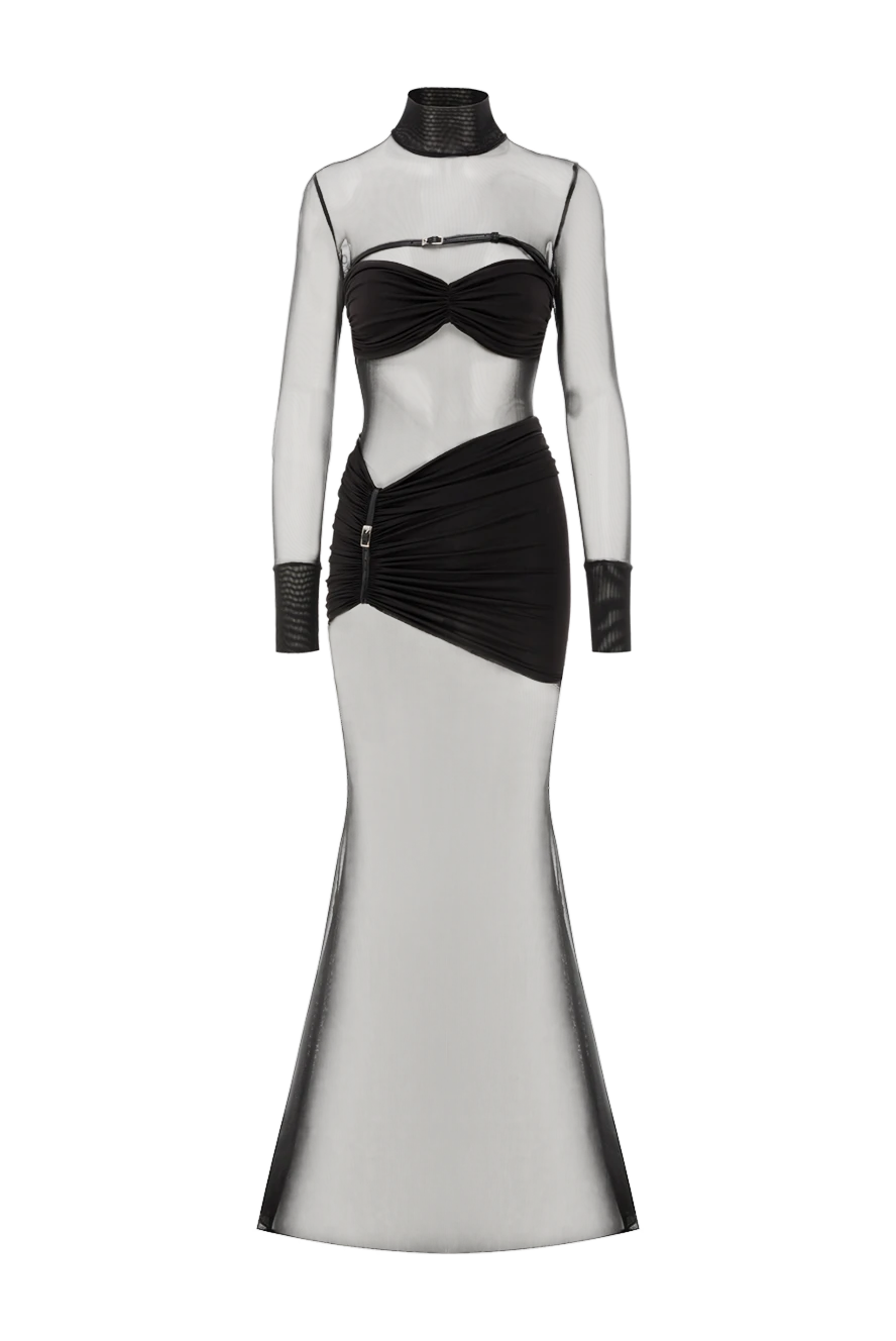 Khela сукня максі з довгим рукавом та ліфом бюстьє під напівпрозорою сіткою 189689 - фото 1