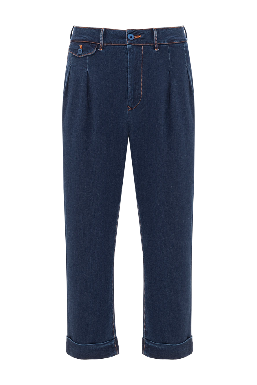 Scissor Scriptor джинсы мужские с защипами и отворотами из плотного тёмного денима 189703 - фото 1