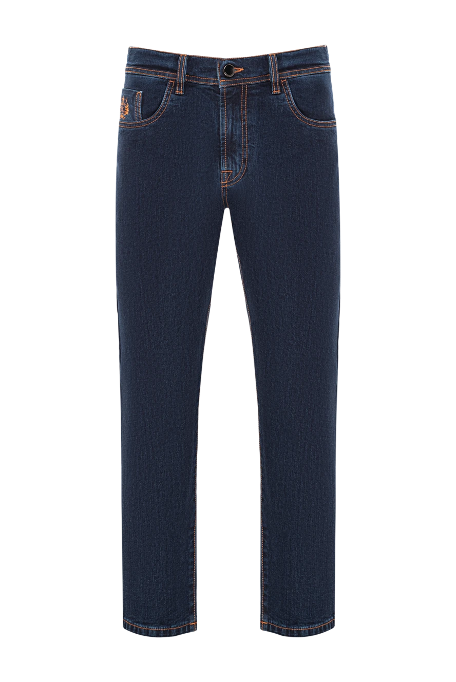 Scissor Scriptor джинсы тёмно-синие мужские с прямыми штанинами и контрастной отстрочкой 189704 - фото 1