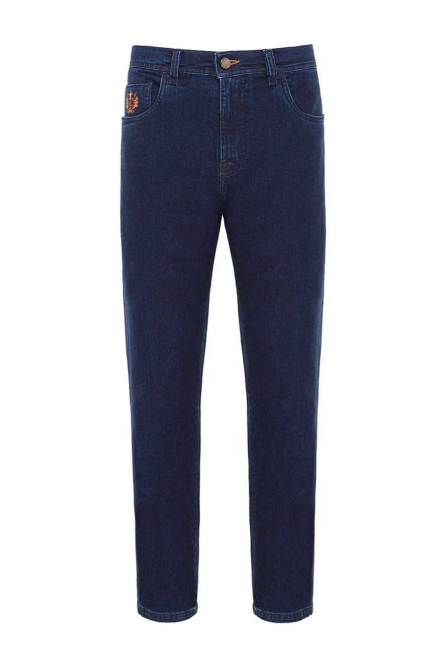 Scissor Scriptor джинсы тёмно-синие мужские с прямыми штанинами и контрастной отстрочкой 189704 - фото 1
