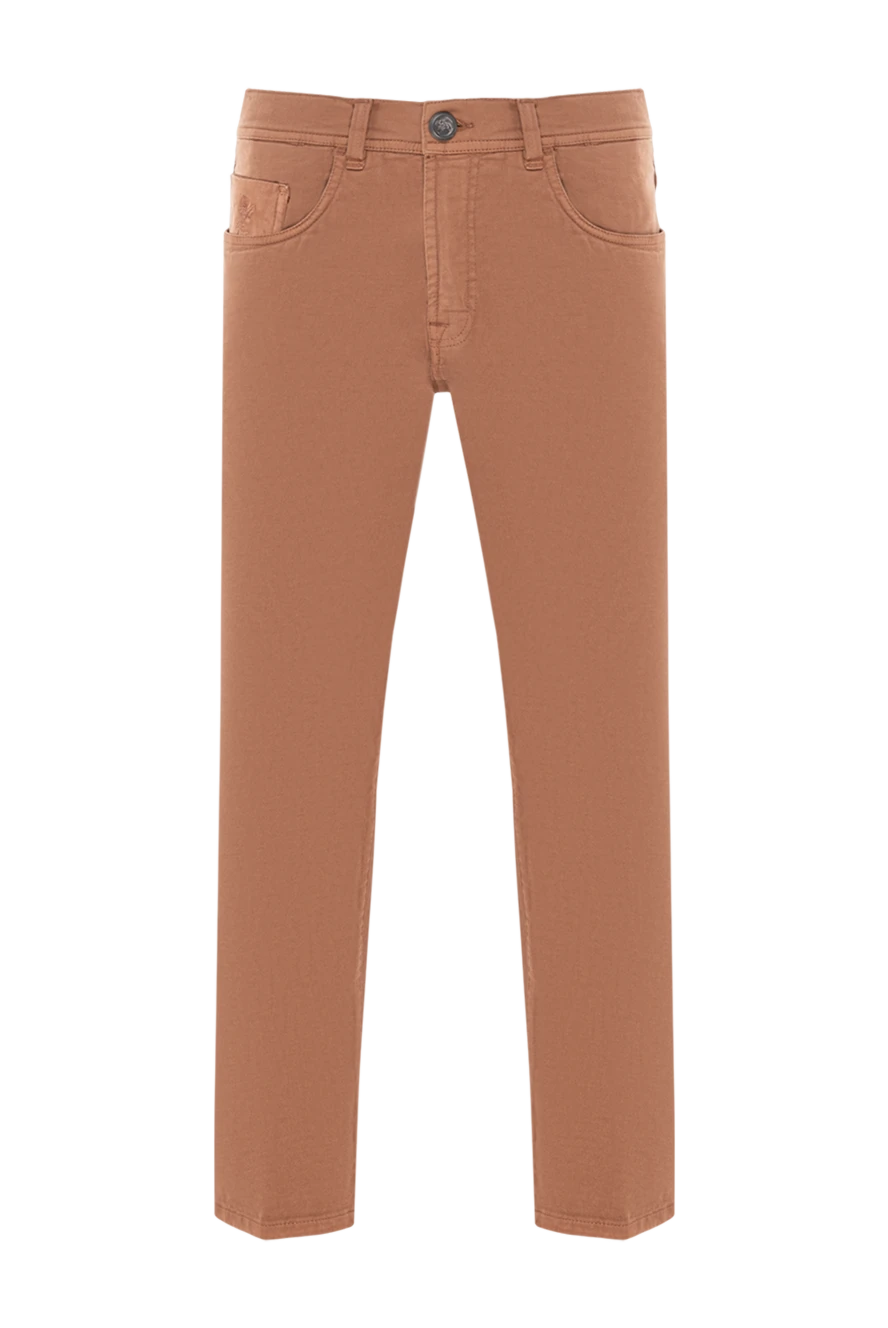 Scissor Scriptor бавовняні коричневі джинси з додаванням еластану та фірмовим оздобленням кишень. 189752 - фото 1