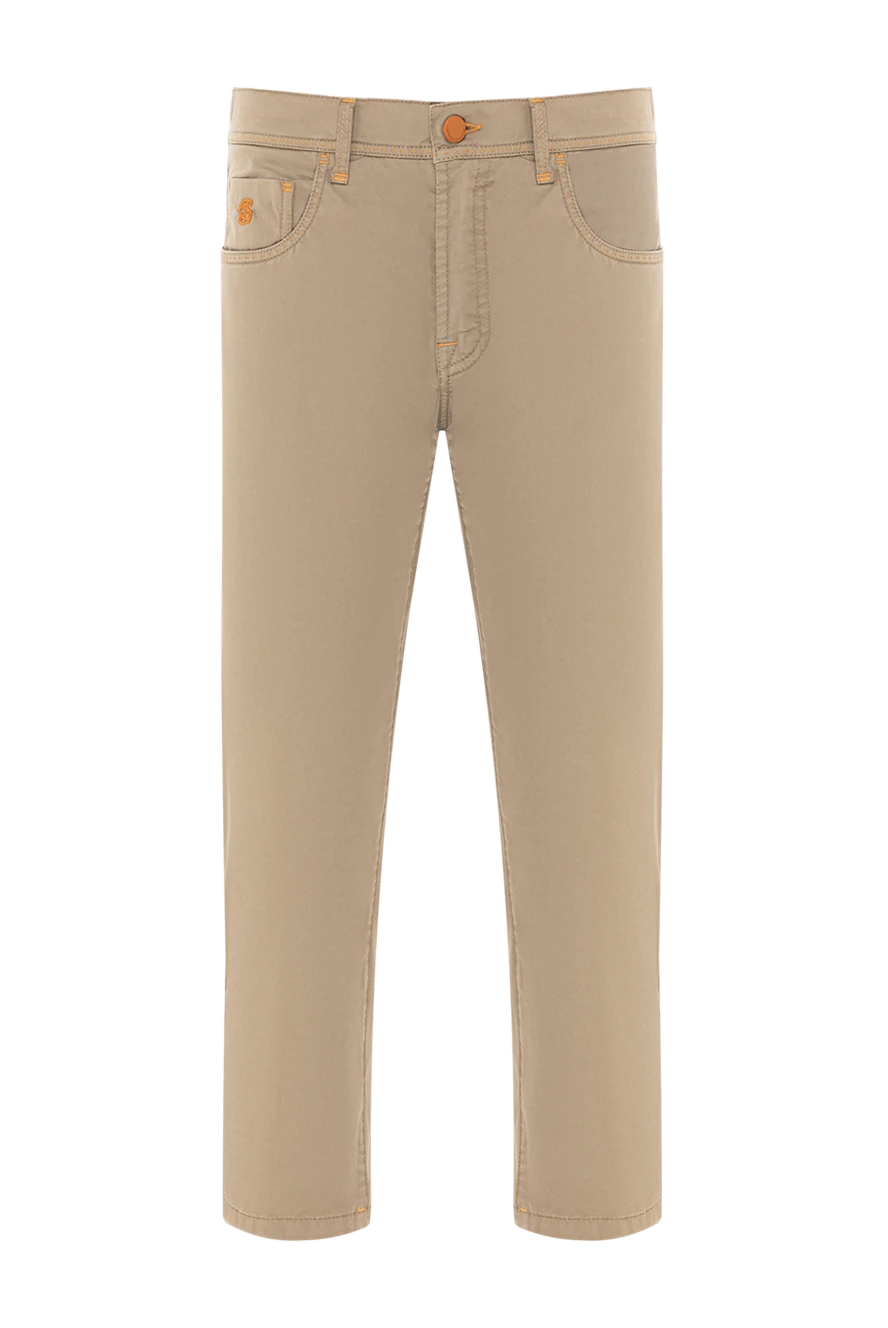 Scissor Scriptor light beige jeans with branded embroidery on the pocket 189753 - photo 1