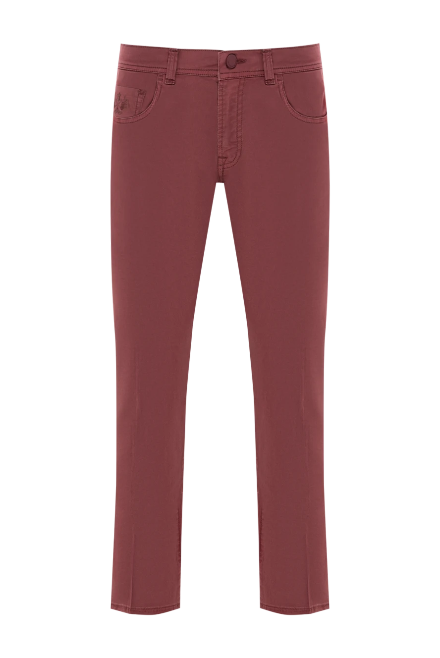 Scissor Scriptor бордові джинси зі шкіряним патчем та фірмовою вишивкою 189765 - фото 1