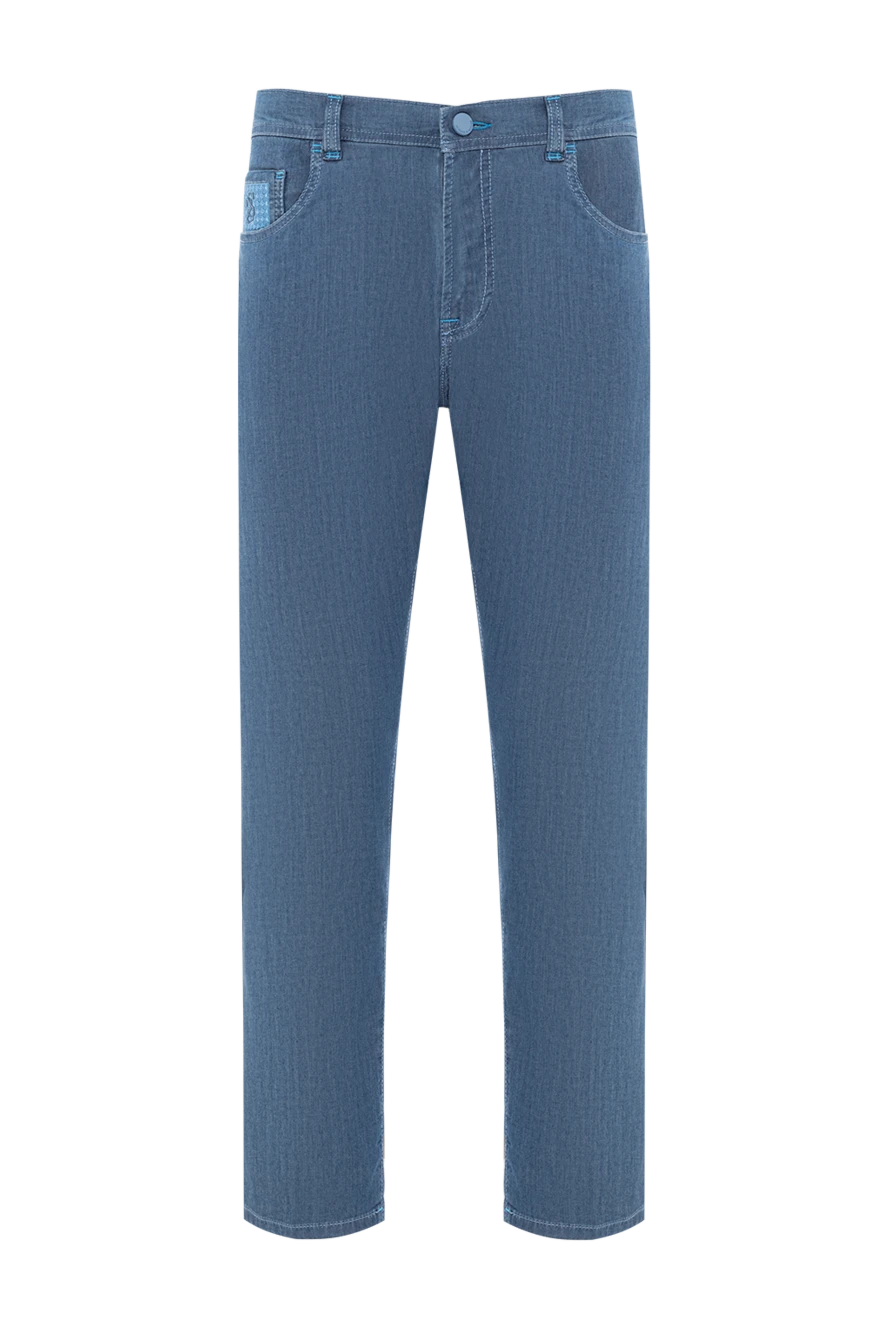 Scissor Scriptor classic blue stretch denim jeans with branded patch 189778 - photo 1