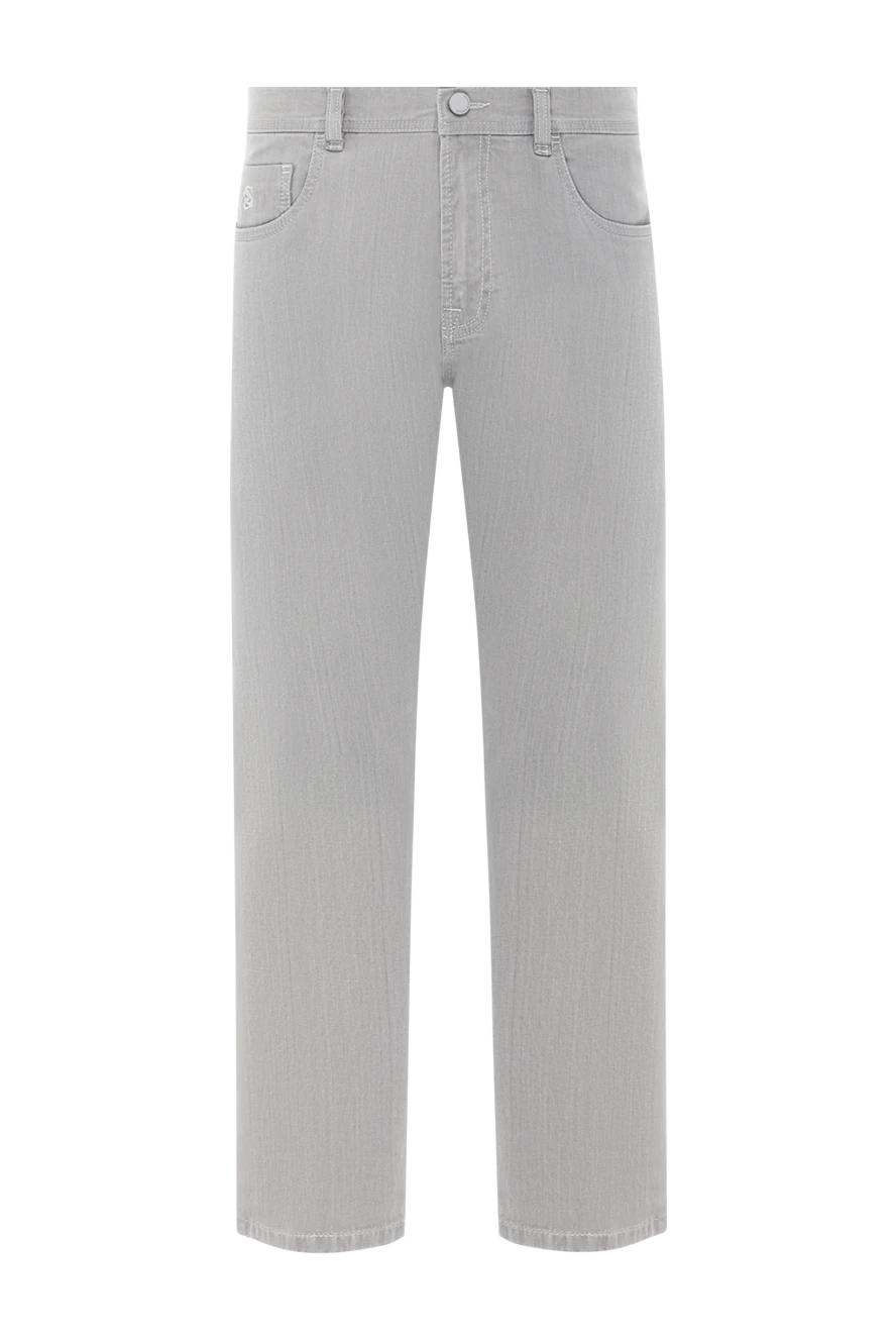 Scissor Scriptor straight-leg grey trousers with contrasting striped jersey waistband 189789 - photo 1