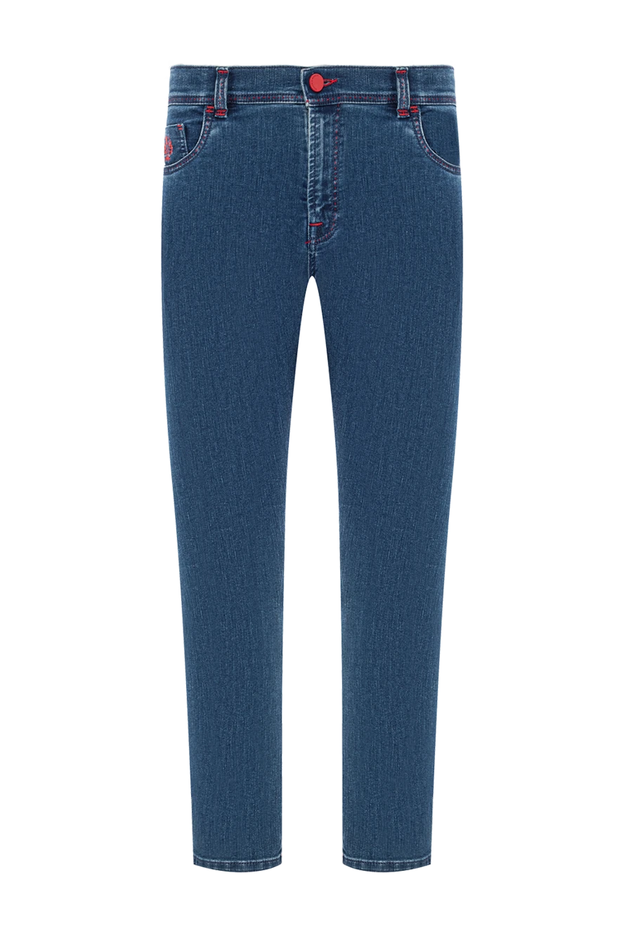 Scissor Scriptor джинсы синие с декоративной красной прострочкой 189798 - фото 1