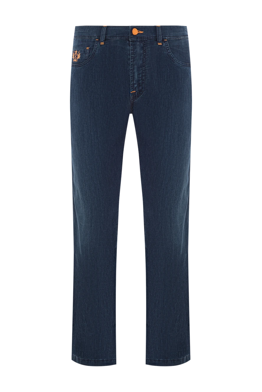 Scissor Scriptor тёмно-синие джинсы с оранжевой отделкой и фирменным патчем 189815 - фото 1