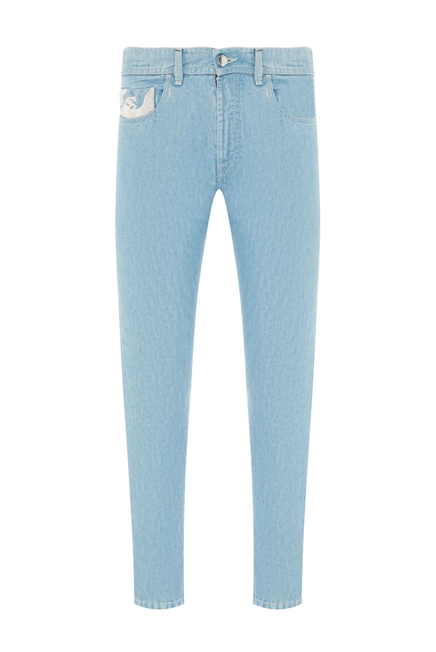 Scissor Scriptor джинси чоловічі із суміші бавовни та льону з декоративним патчем 189822 - фото 1