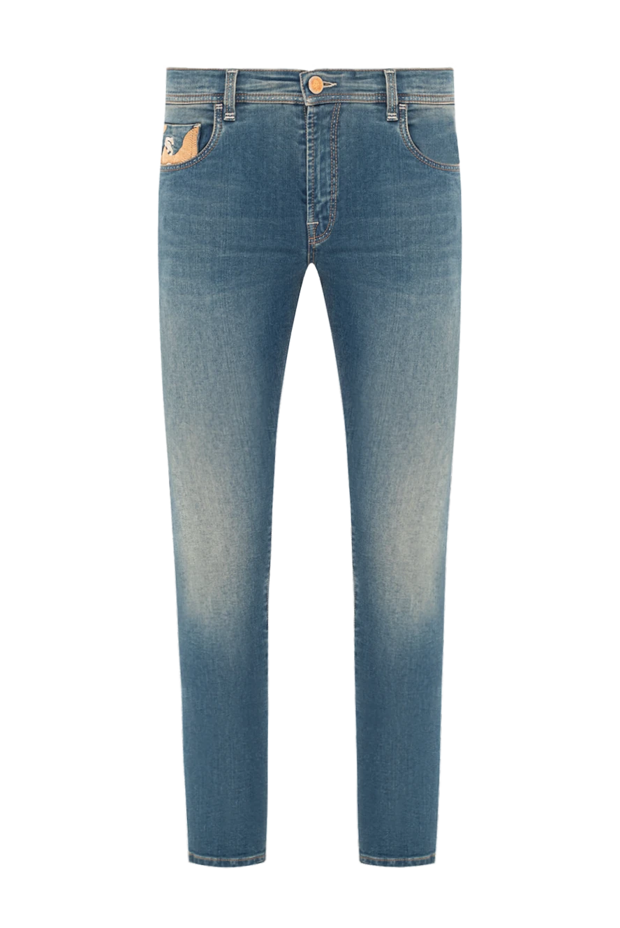 Scissor Scriptor сині джинси з вибіленими ділянками та вставкою у камуфляжному стилі 189823 - фото 1