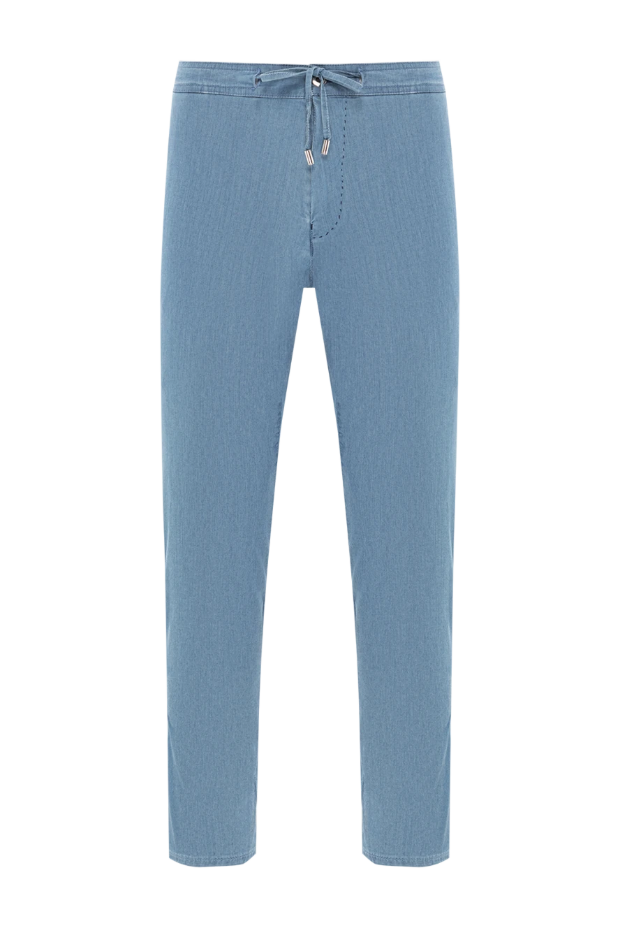 Scissor Scriptor summer trousers in blue with ties and smooth texture 189853 - photo 1