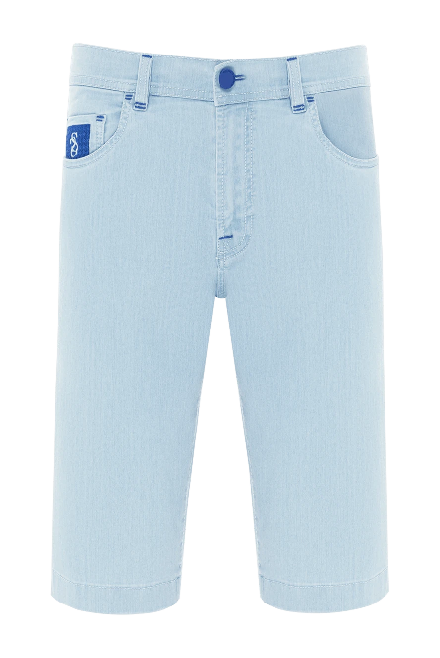 Scissor Scriptor шорти з блакитного деніму з контрастною вишивкою та синім оздобленням 189870 - фото 1