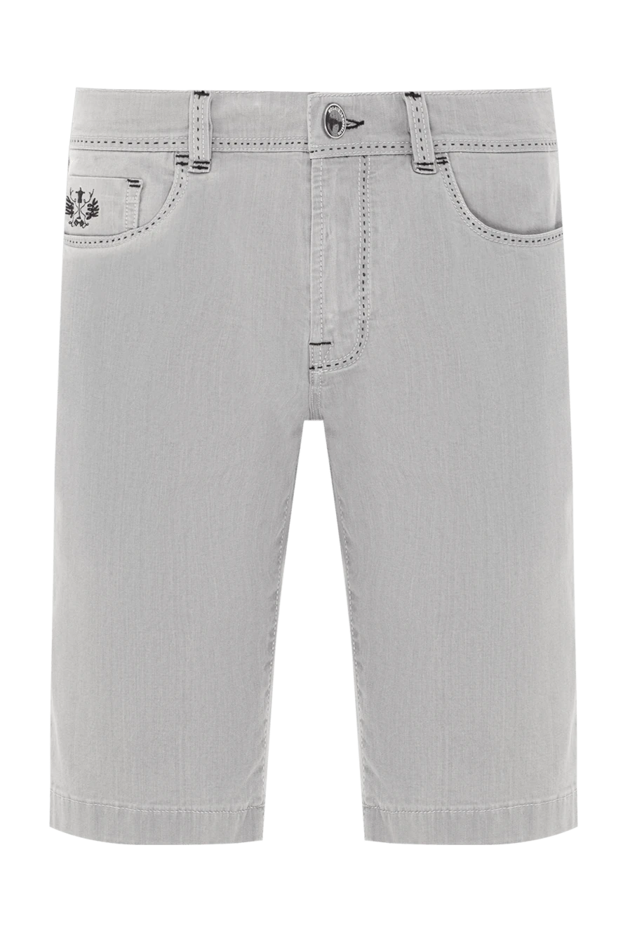 Scissor Scriptor чоловічі шорти із сірого деніму з фірмовою нашивкою та емблемою 189874 - фото 1