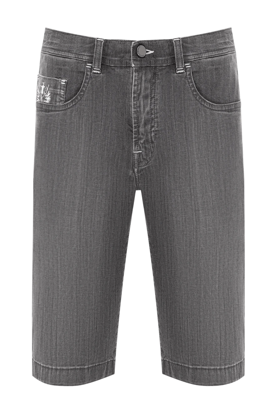 Scissor Scriptor denim shorts with white decorative details and branded patch 189876 - photo 1