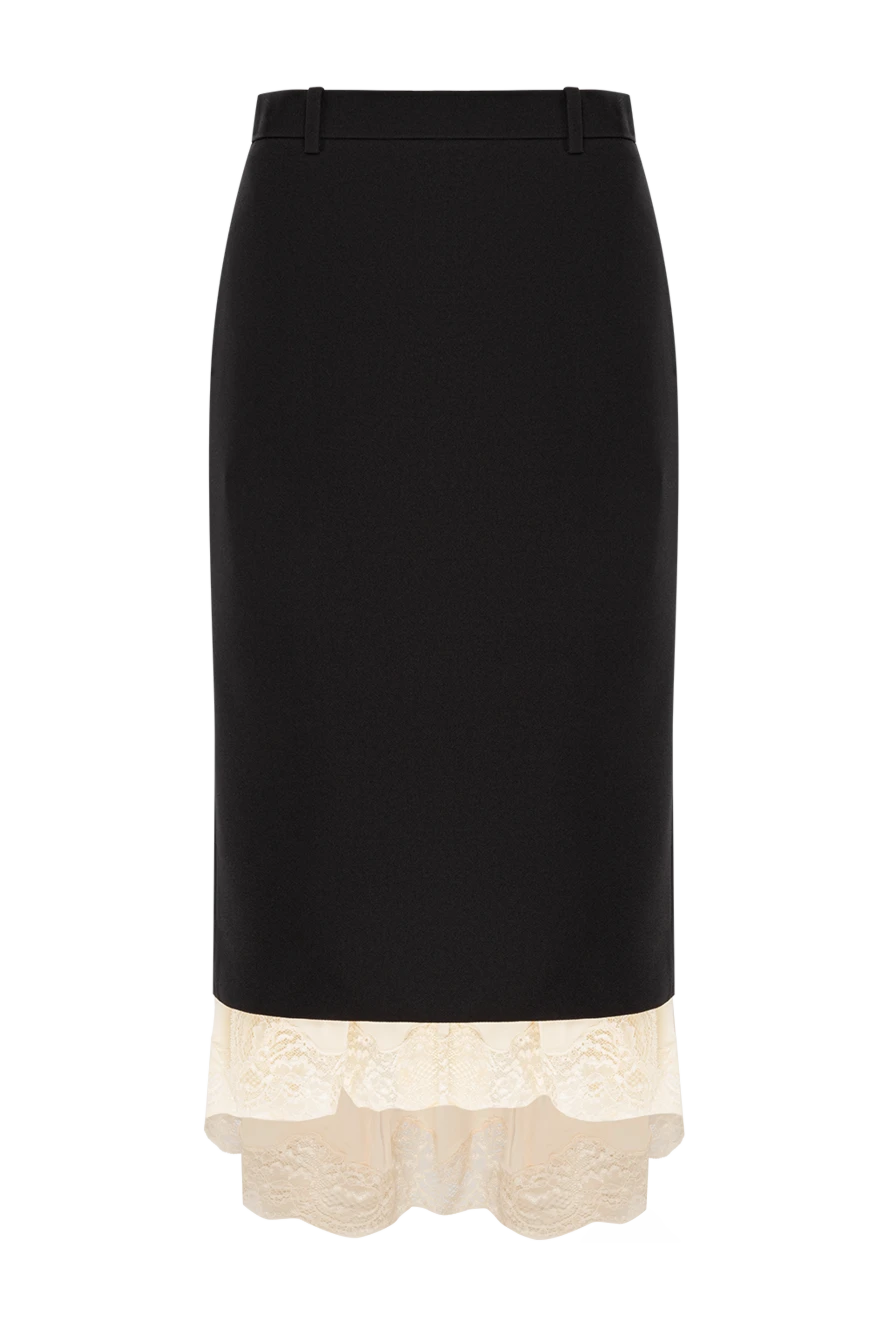 Balenciaga barathea black wool lace skirt with a back slit 189935 - photo 1