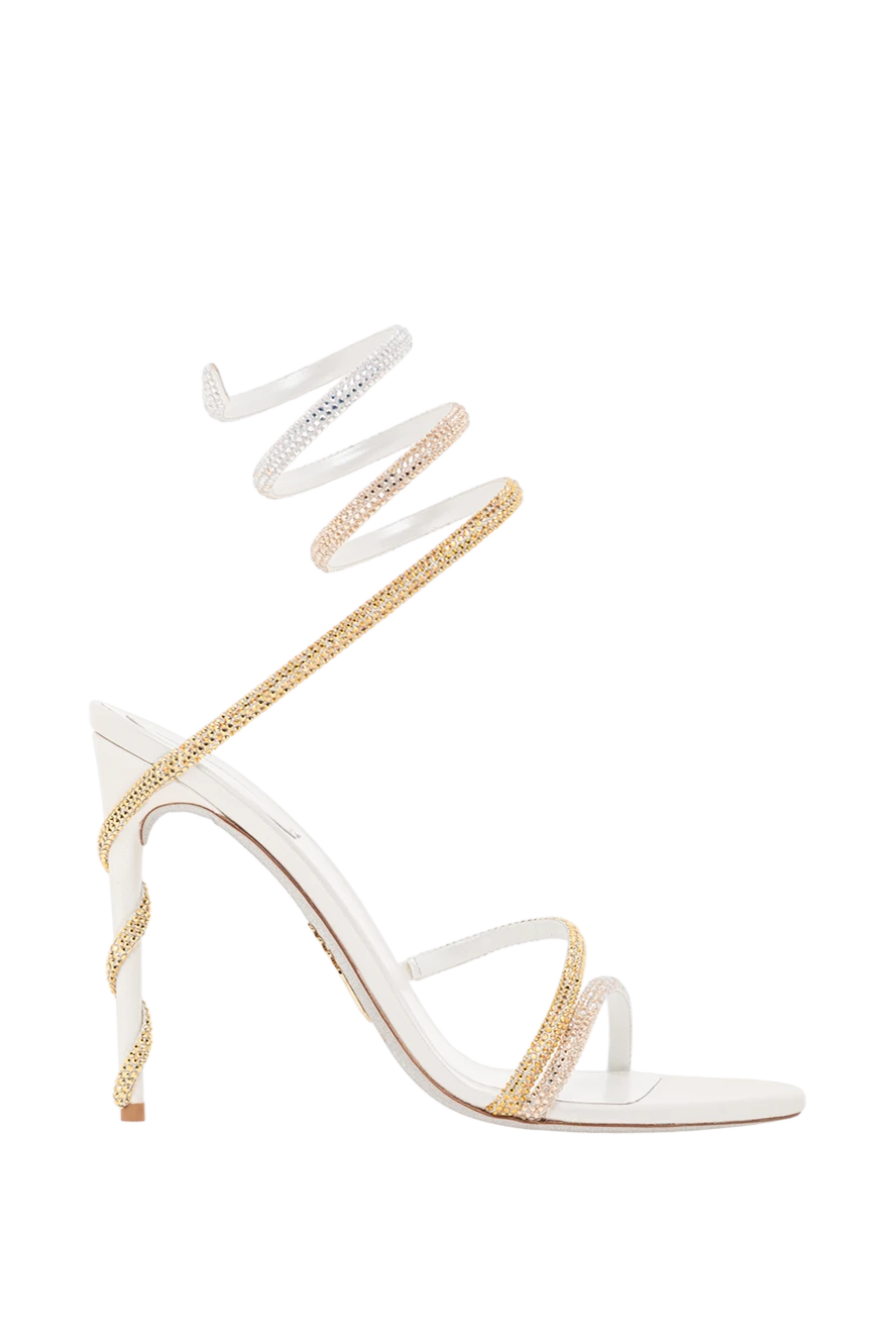Rene Caovilla margot plateau white sandals with gold and silver crystals 189944 - photo 1