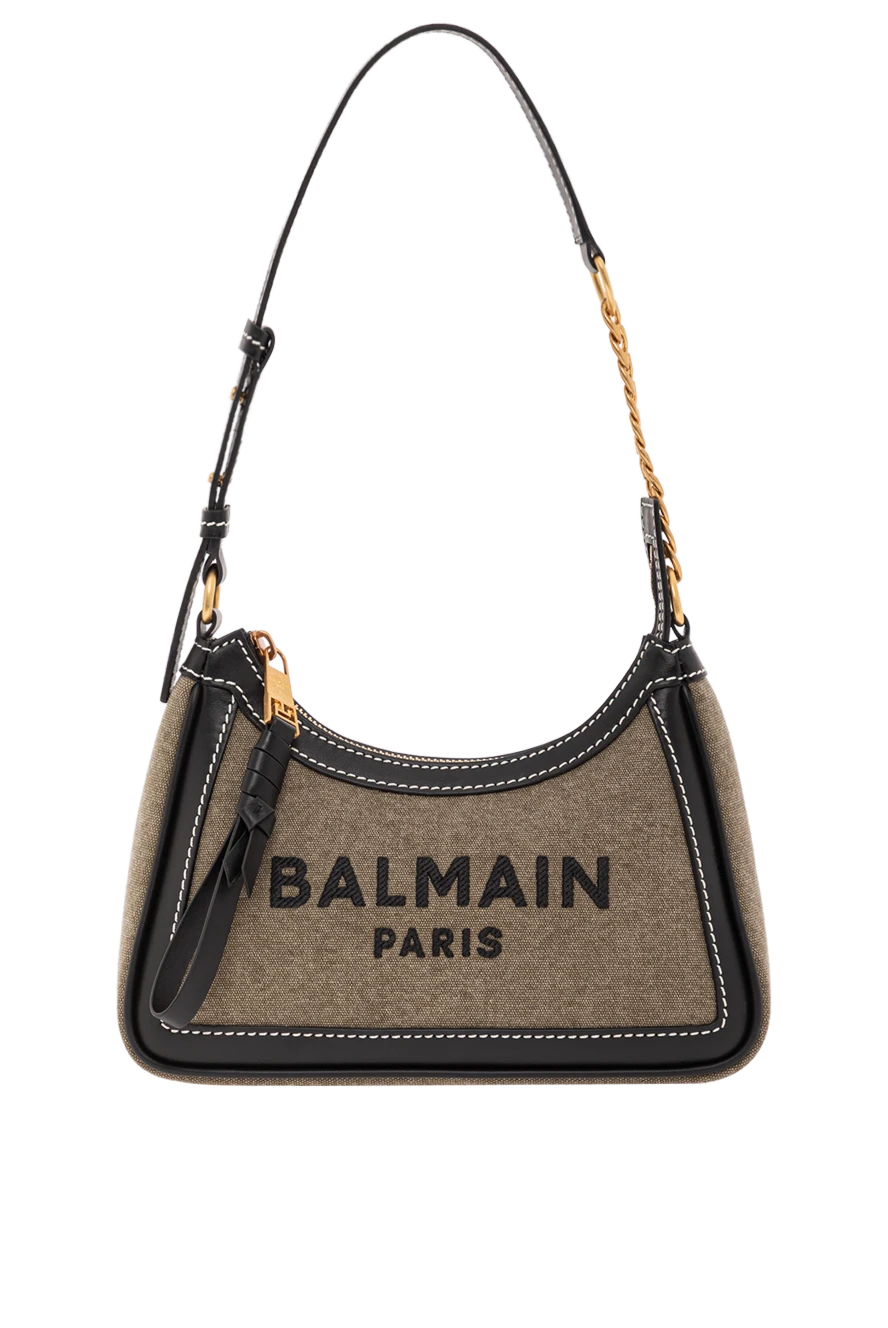 Balmain сумка b-army з полотна зі шкіряними вставками кольору жіноча хакі 189953 - фото 1