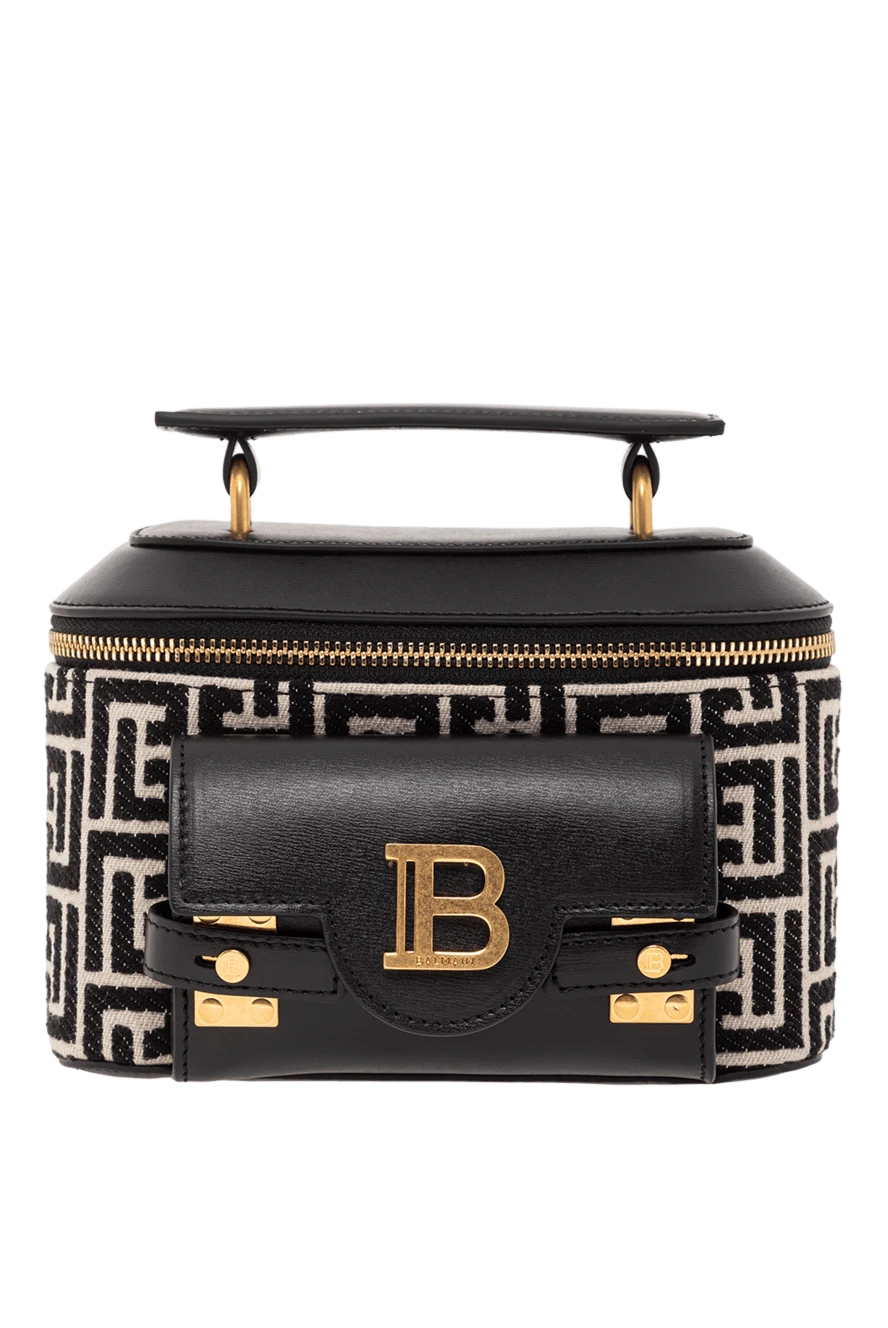 Balmain женская сумка-тоут b-buzz vanity с черно-белым логотипом и узором 189955 - фото 1
