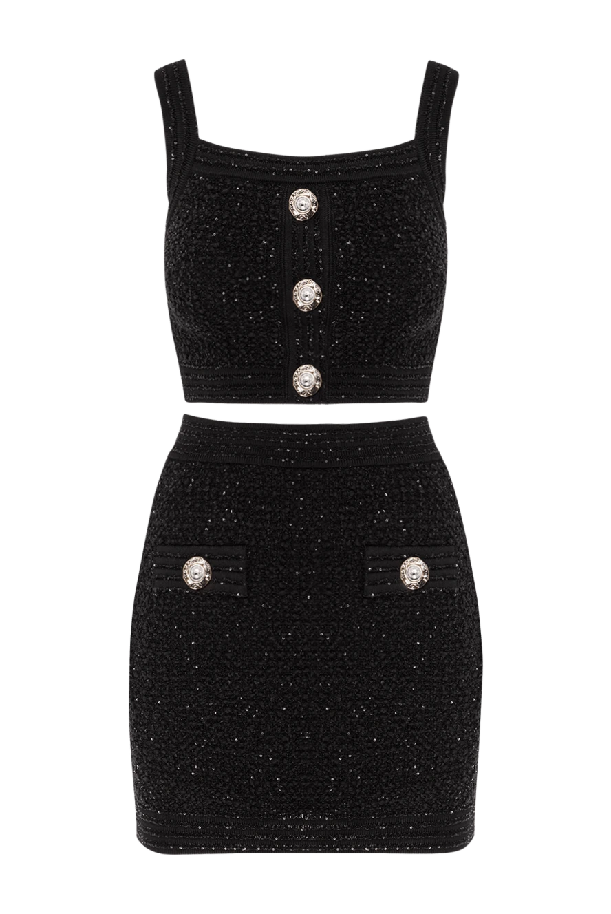 Balmain suit with a skirt made of tweed with lurex and decorative buttons black 189961 - photo 1
