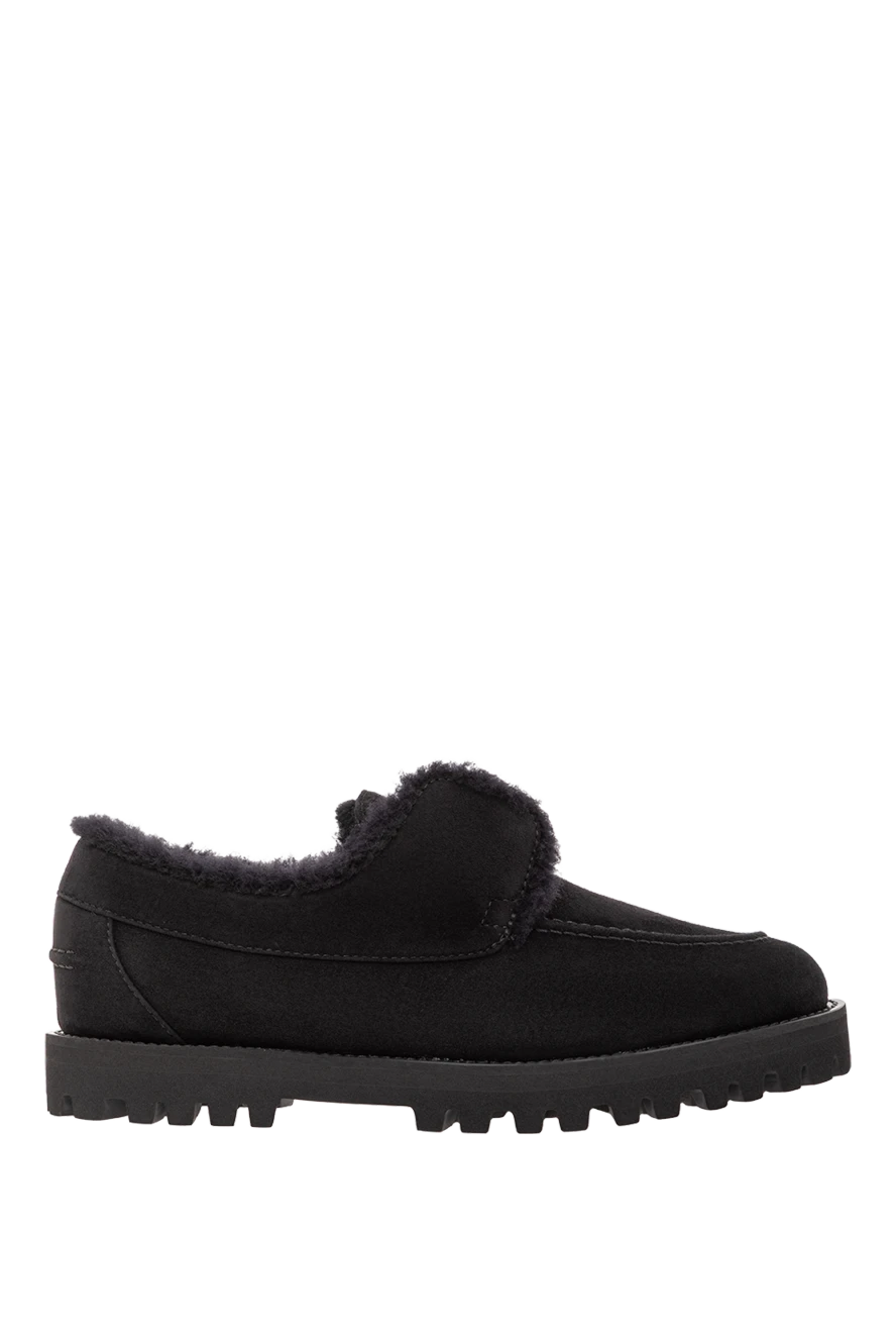 Le Silla чорні замшеві яхт-лофери з підкладкою з овчини 189971 - фото 1