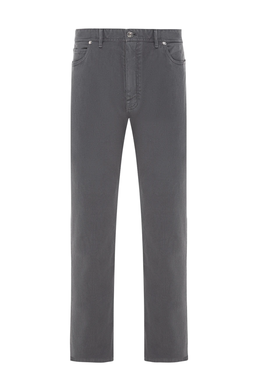 Brioni dark grey cotton trousers with a straight cut and minimalist trim 189982 - photo 1