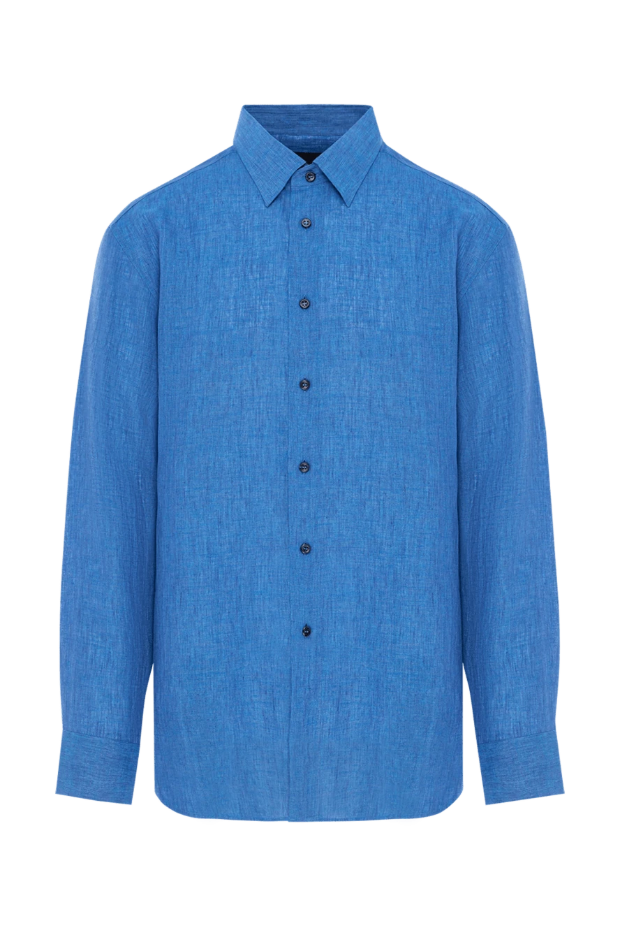 Brioni льняная рубашка насыщенного синего цвета 190001 - фото 1