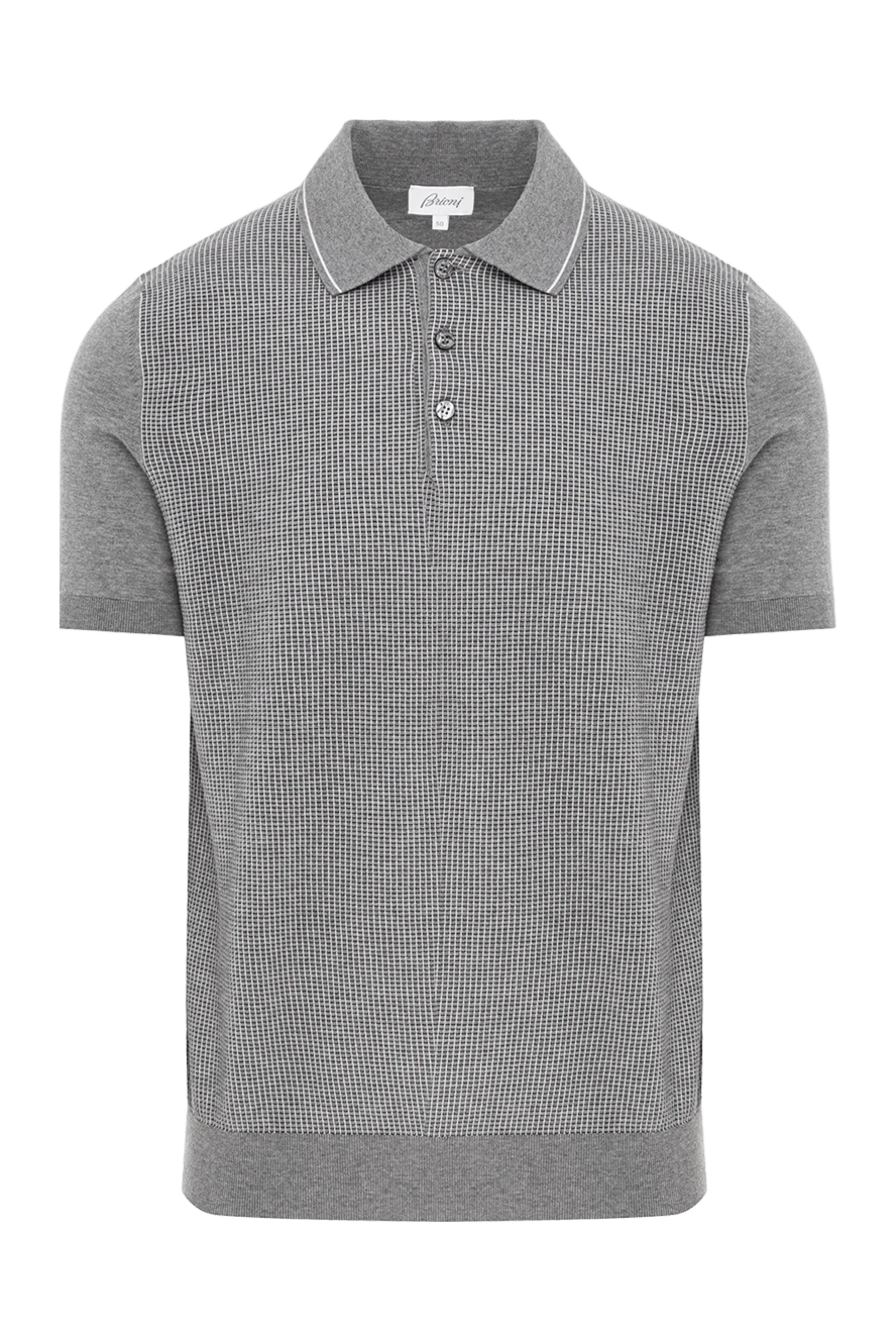 Brioni поло из мягкого хлопка с текстурой в мелкую клетку и трикотажной отделкой 190033 - фото 1