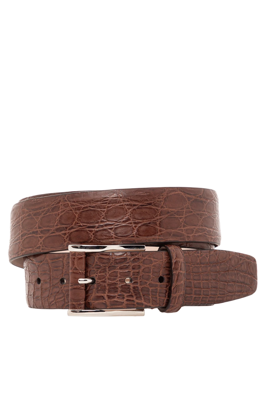 Cesare di Napoli ремінь з натуральної шкіри крокодила в шоколадно-коричневому відтінку з класичною пряжкою 190084 - фото 1