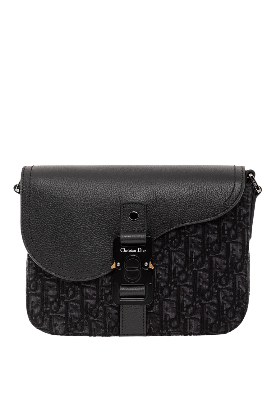 Dior сумка-мессенджер saddle из жаккарда с клапаном черная мужская 190091 - фото 1