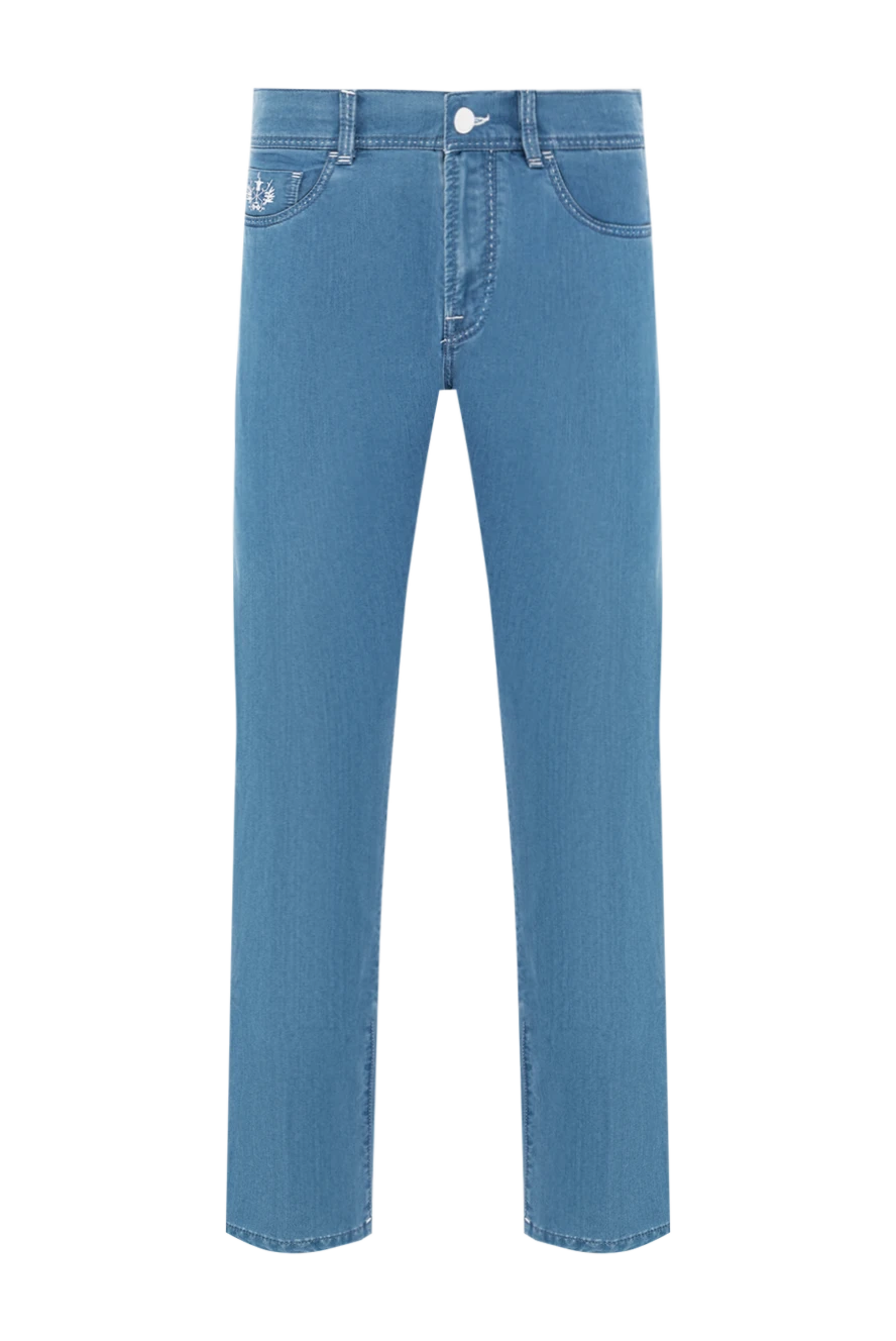 Scissor Scriptor джинсы из голубого хлопкового денима с вышивкой логотипа на кармане 190106 - фото 1