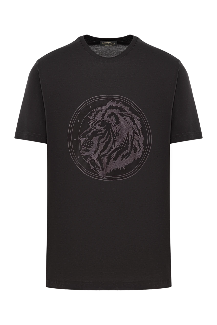 Cesare di Napoli cotton t-shirt in black with detailed lion print 190119 - photo 1