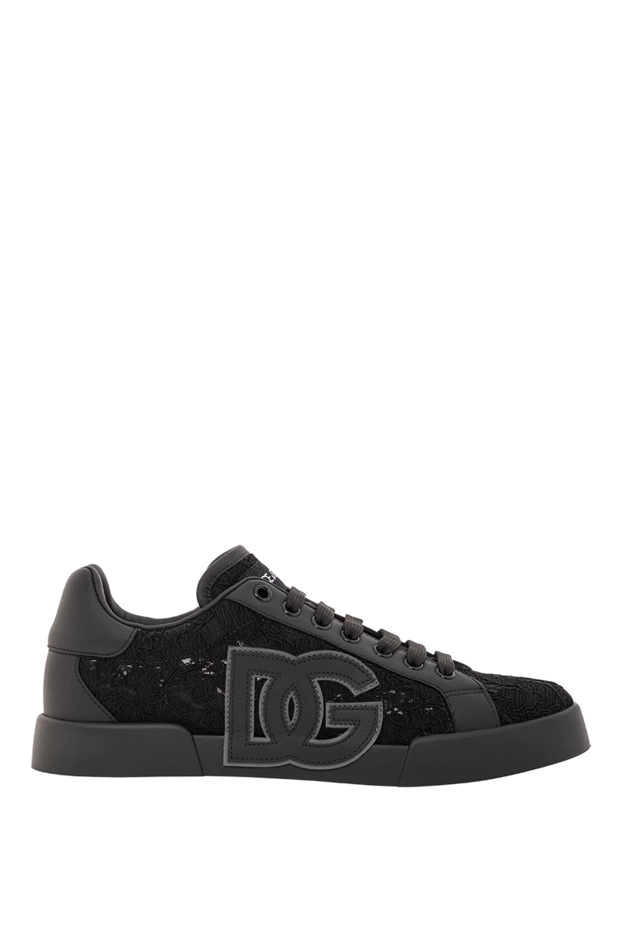 Dolce & Gabbana снікери жіночі portofino light strobel з мережива taormina чорні 190126 - фото 1