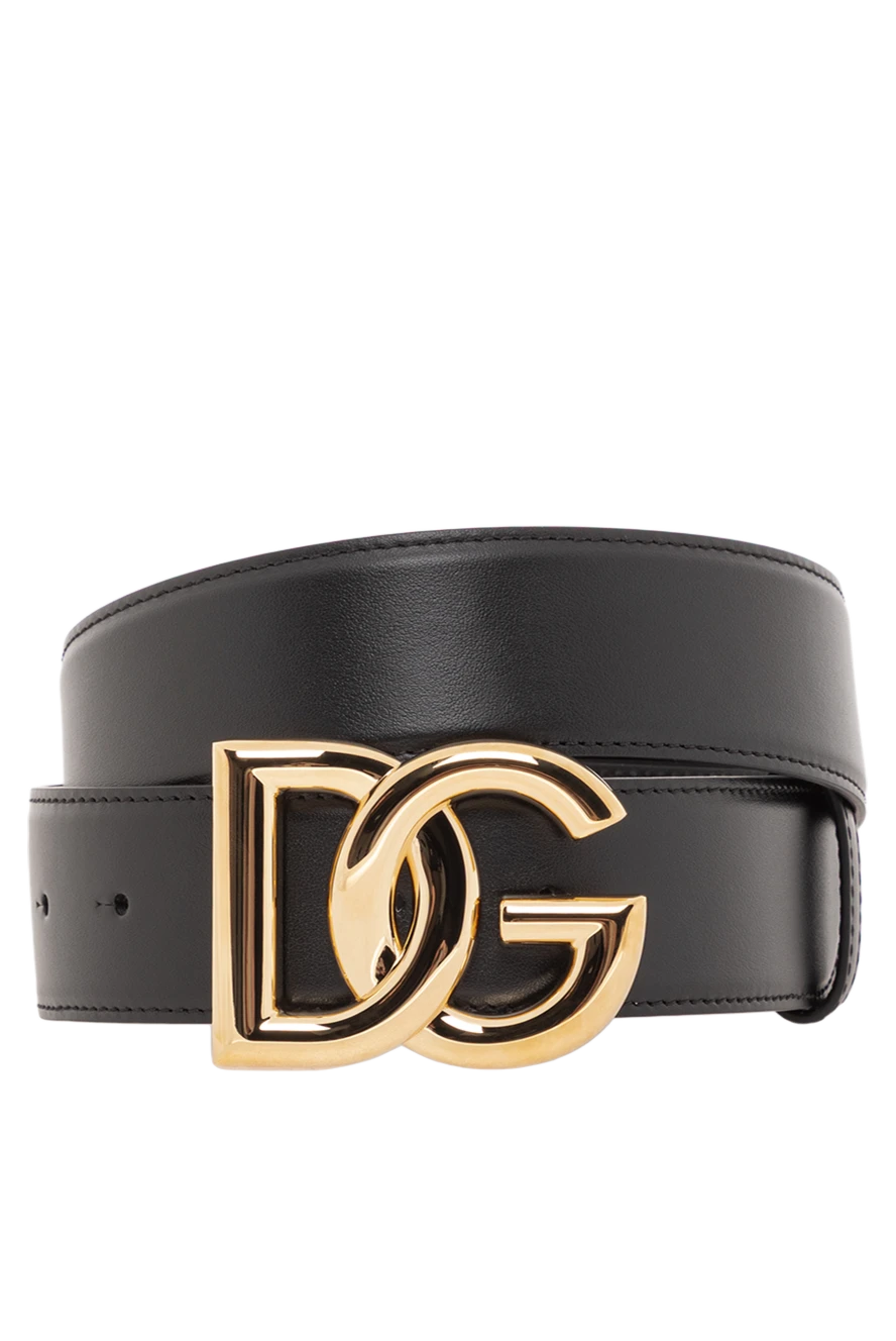 Dolce & Gabbana black leather belt with large gold logo buckle 190128 - photo 1