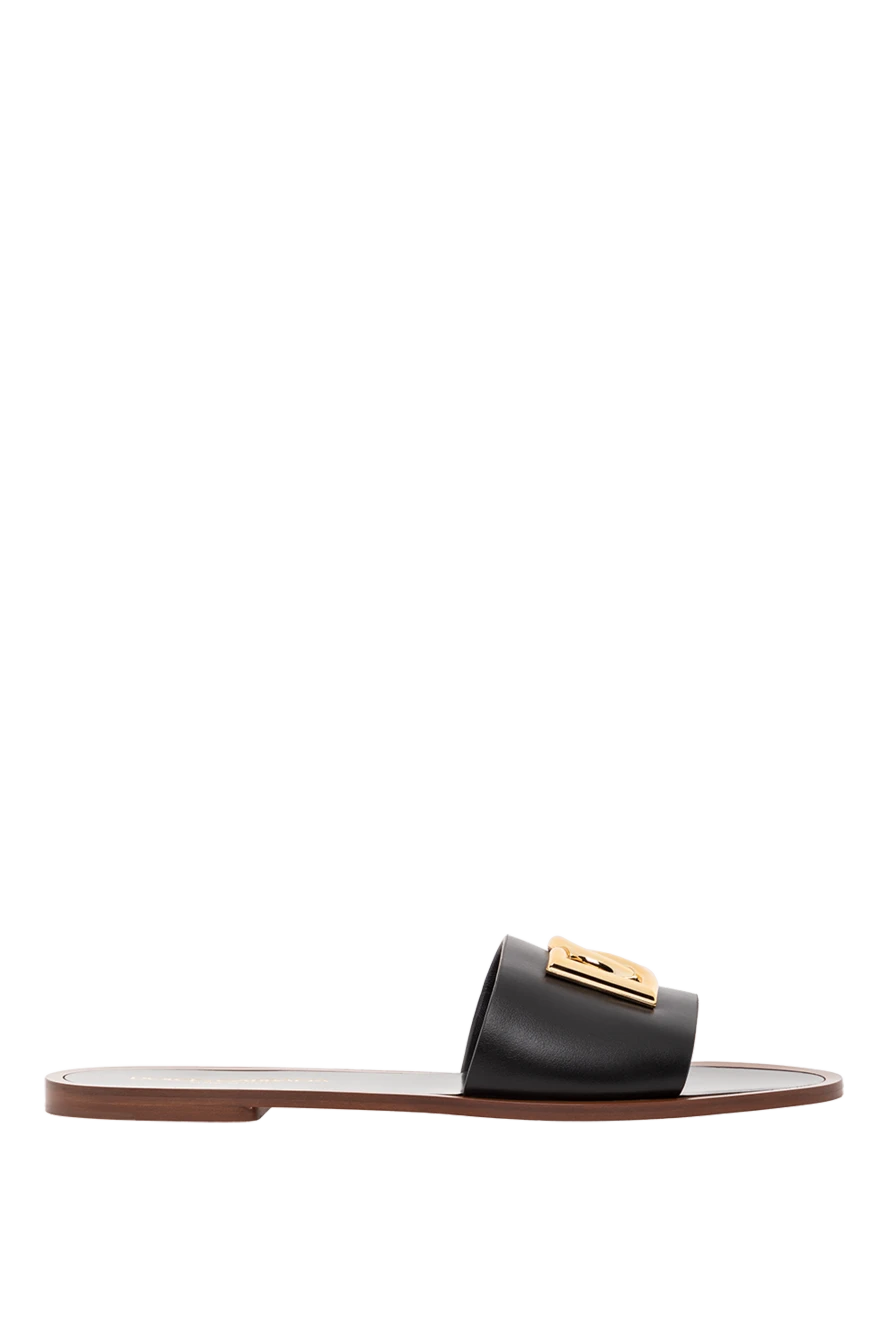 Dolce & Gabbana мюлі bianca з телячої шкіри на плоскій підошві чорні жіночі 190139 - фото 1