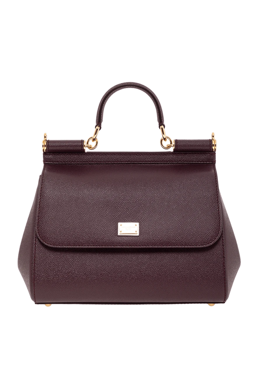 Dolce & Gabbana large sicily bag with short handle made of textured leather burgundy women's 190143 - photo 1