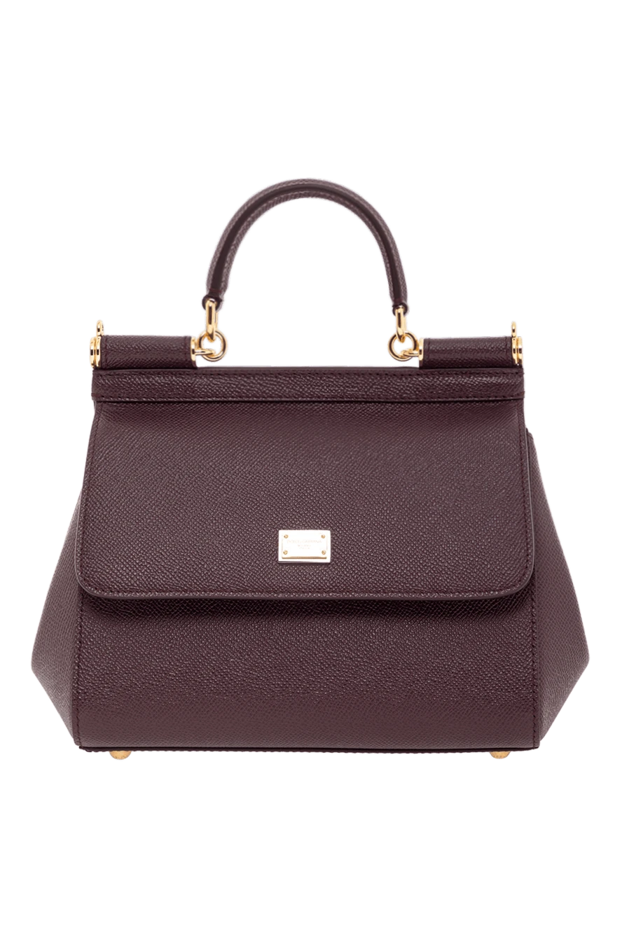 Dolce & Gabbana сумка sicily середня з короткою ручкою із фактурної шкіри бордова жіноча 190144 - фото 1
