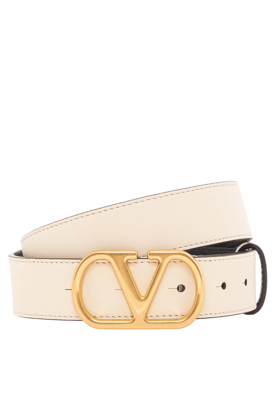 Valentino genuine ivory leather belt with metal v-shaped buckle 190151 - photo 1