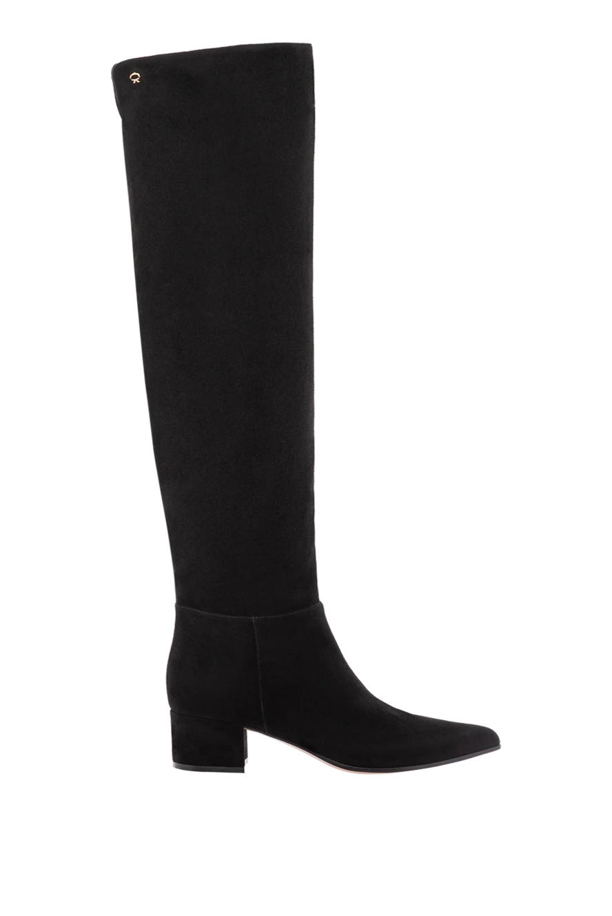 Gianvito Rossi high black suede boots with a pointed toe and a stable heel 190165 - photo 1