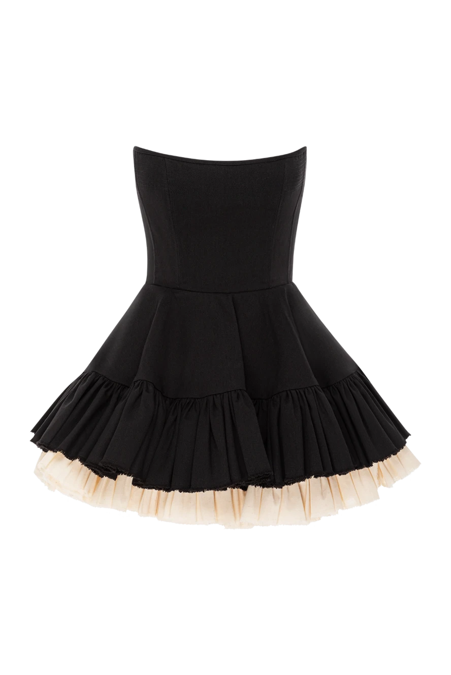 Fleur de Paris сукня-бюстьє міні з бавовни чорного кольору з декоративними воланами 190202 - фото 1