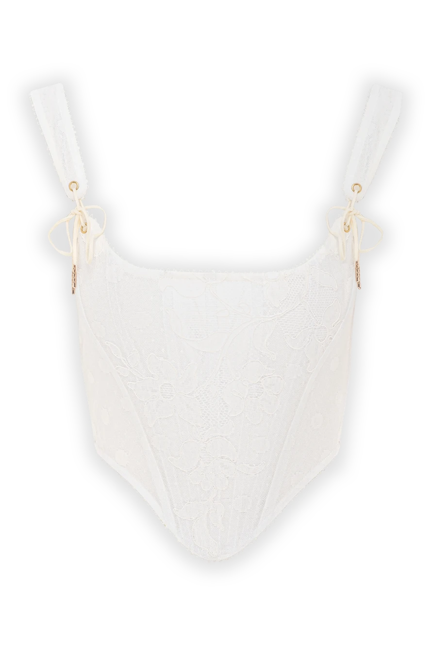 Fleur de Paris білий мереживний корсет з квітковим візерунком на блискавці 190205 - фото 1