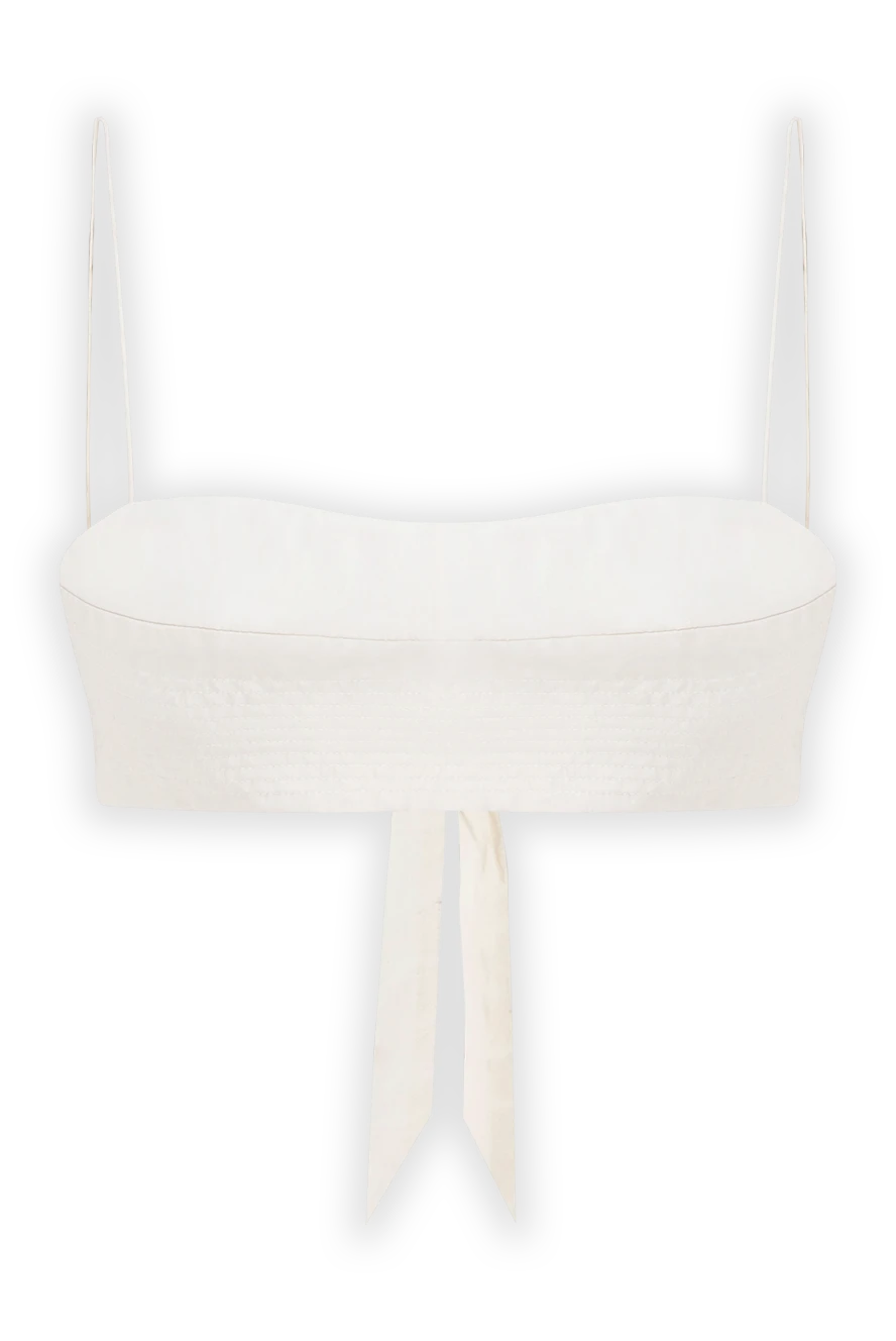 Fleur de Paris білий укорочений топ із відкритою спиною та тонкими бретелями зі стрічками на спині 190209 - фото 1