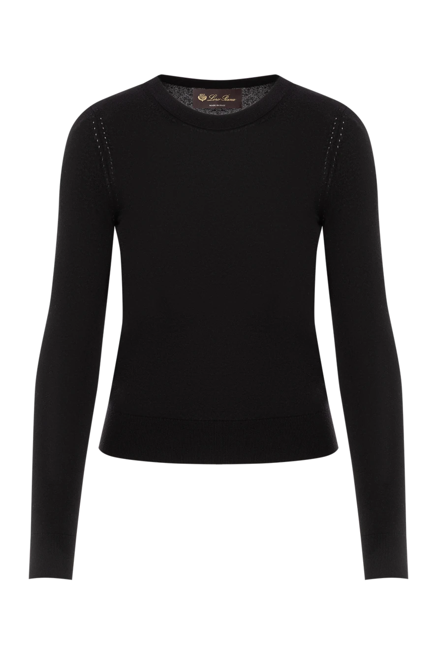 Loro Piana чорний джемпер piuma з круглим вирізом з найтоншого та м'якого кашеміру 190237 - фото 1