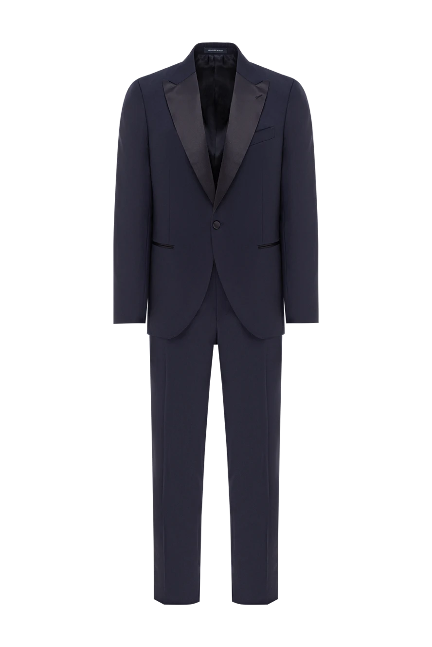 Sartoria Latorre смокінг чоловічий вовняний темно-синій з атласними лацканами 190243 - фото 1