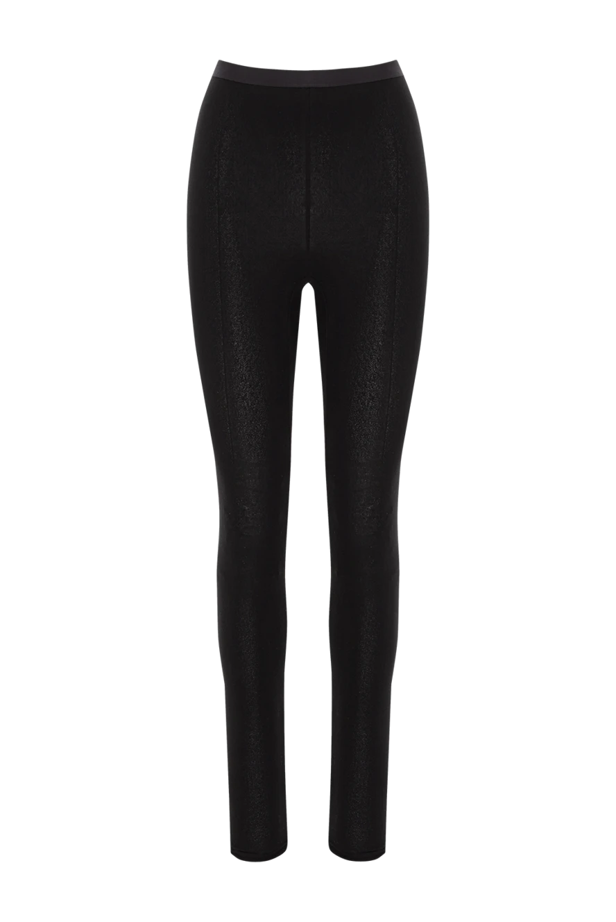 Magda Butrym women's black leggings with leather effect and high waist 190252 - photo 1