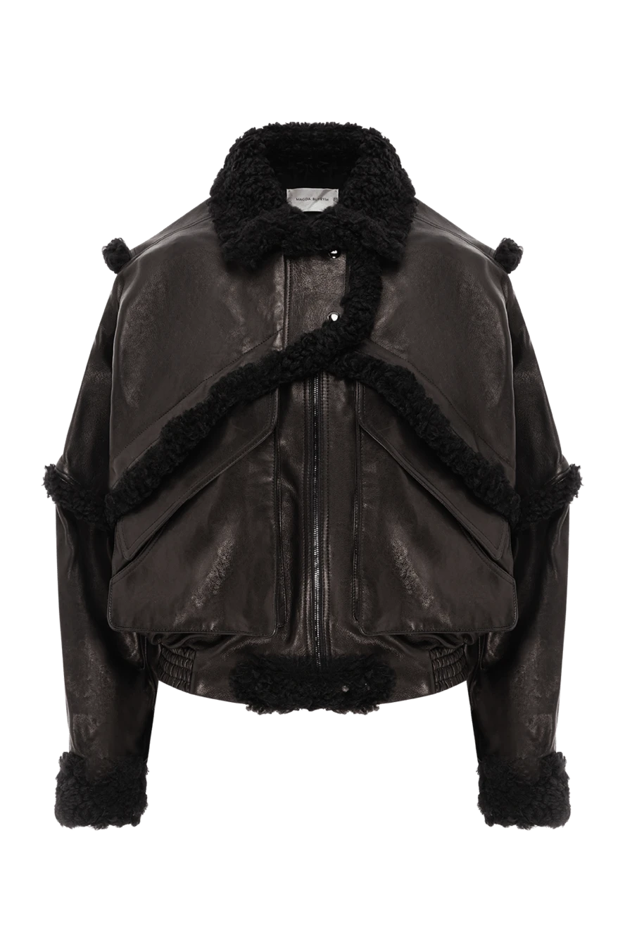 Magda Butrym black bomber jacket with black sheepskin trim women 190254 - photo 1